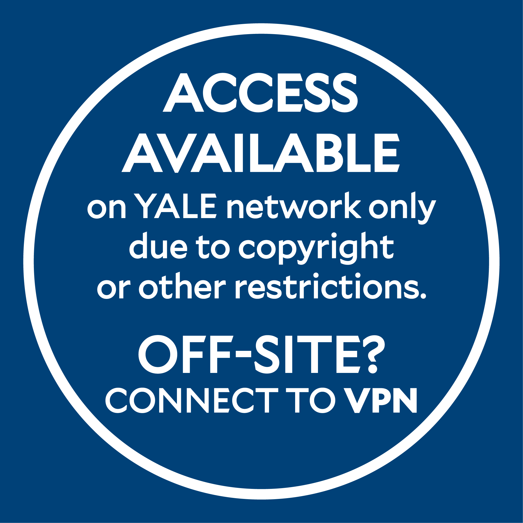 Access Available on YALE network only due to copyright or other restrictions. OFF-SITE? Log in with NetID